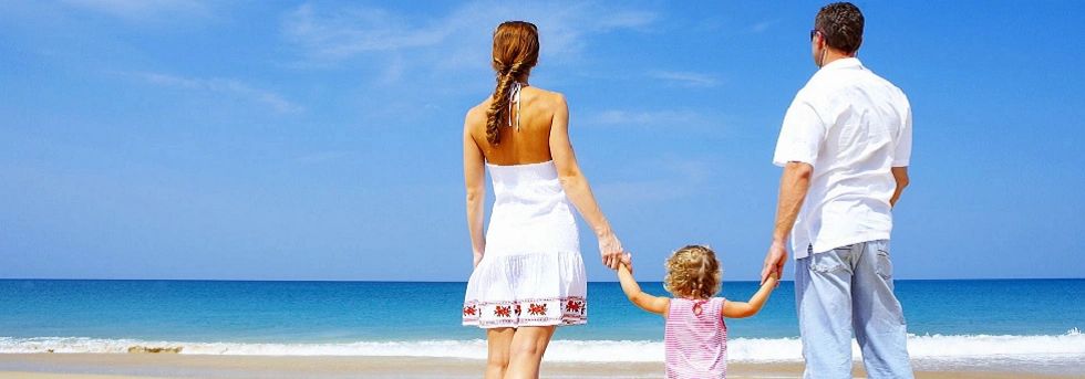 Family on beach in Florida